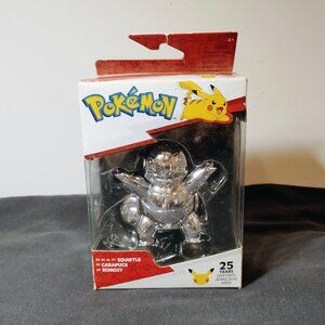 Pokémon 25th Anniversary Silver Squirtle Figure 3-Inch NIB 2021 Limited Edition